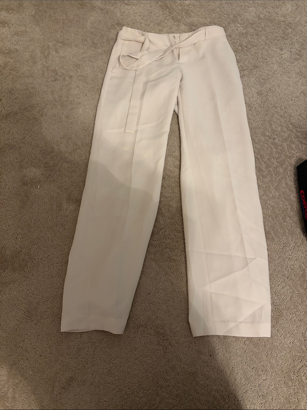 Women's Cream Wide-Leg Trousers with Belt